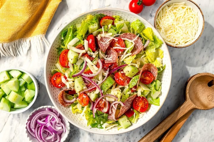 Easy Italian Chopped Salad with Salami and Mozzarella